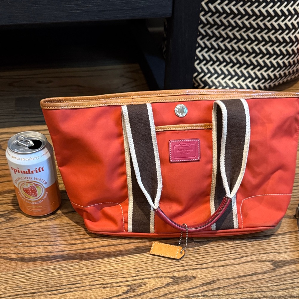Vintage Coach Signature Red and Tan Interior Tote